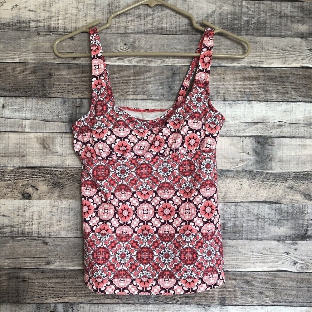 Lands End Tankini Top Size 2P Shelf Bra Padded Underwire Swim Top Pink Floral